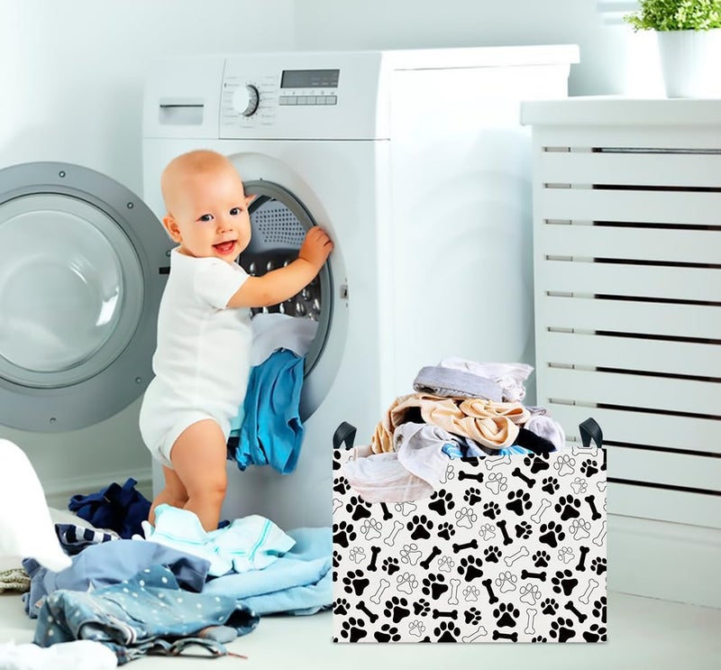 CLOCOR Rectangular Storage Basket,Collapsible Fabric Storage Container,Waterproof Toy Bin with Handles,Gift Basket(Paw) - Image 4